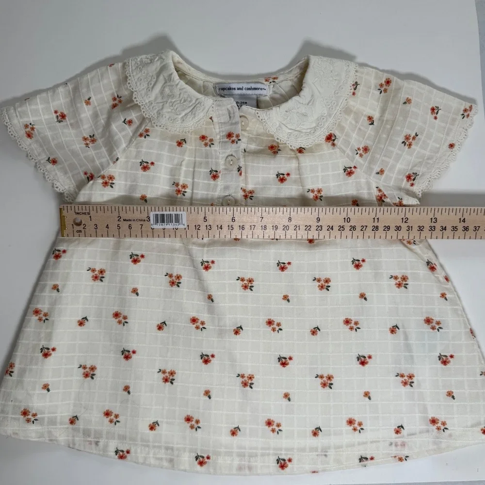 Cupcakes and Cashmere Baby Girl Floral Dress Peter Pan Collar Cottagecore 24M‎